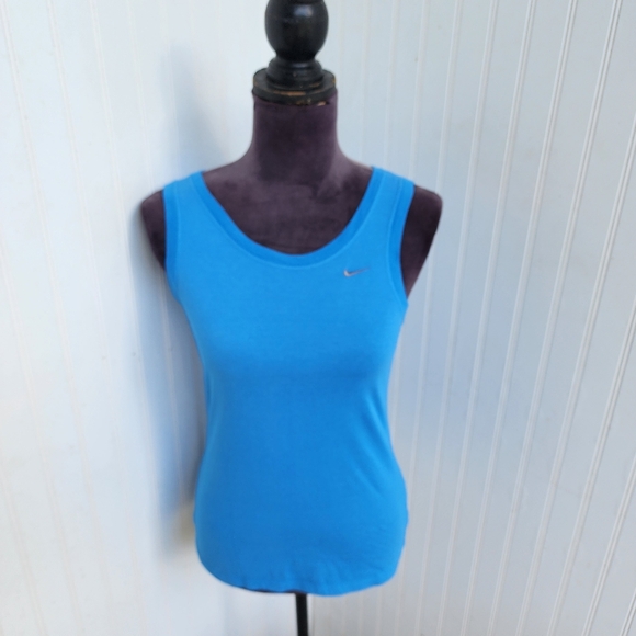 Nike Sport Tank Blue Sleeveless Womens Top Cotton Blend Sz S - Picture 1 of 10